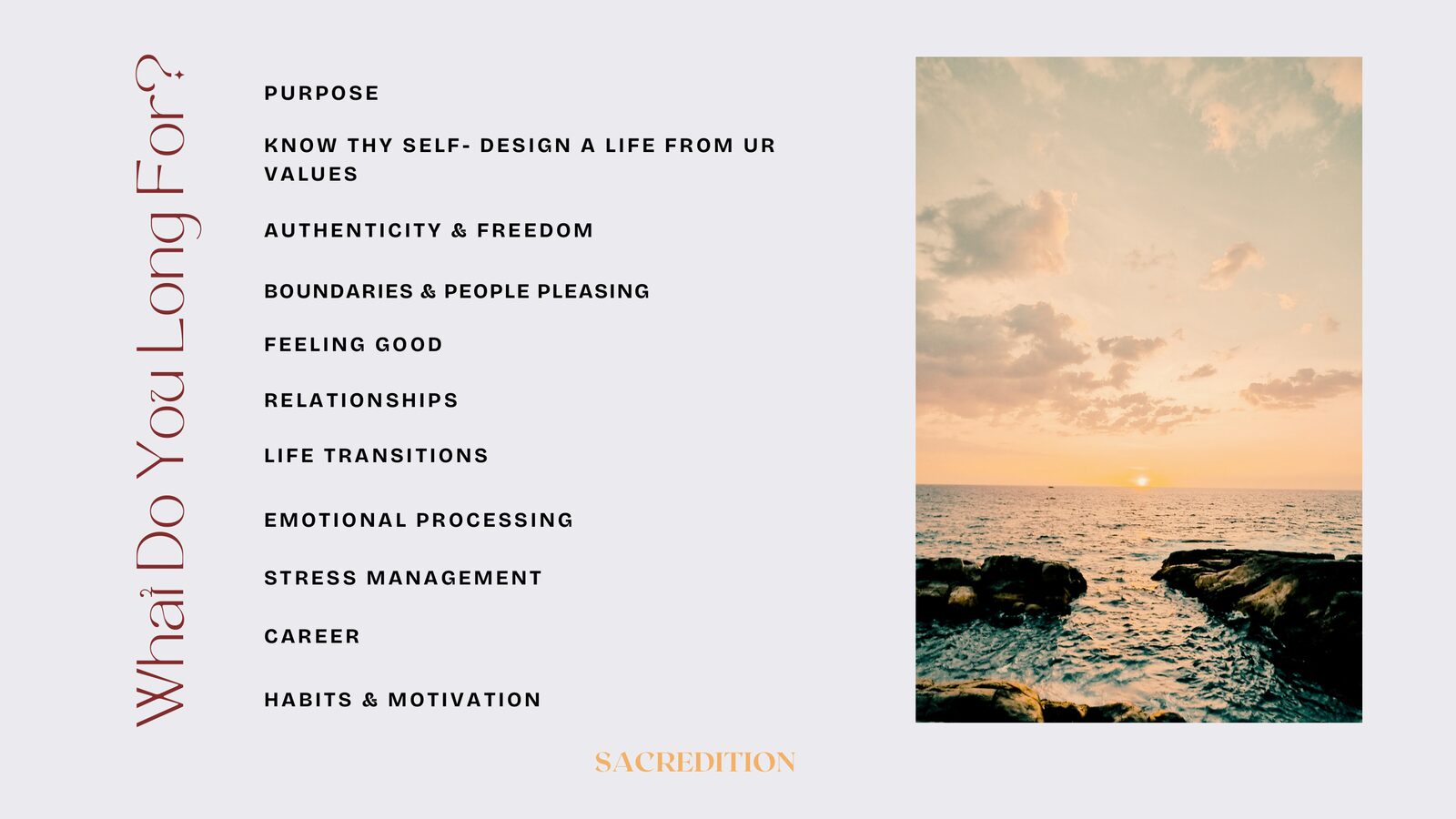 What do you long for — topics list
